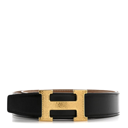 Hermes Box Togo 32mm Martelee Constance Belt 80 32 Black Gold 1 of 6