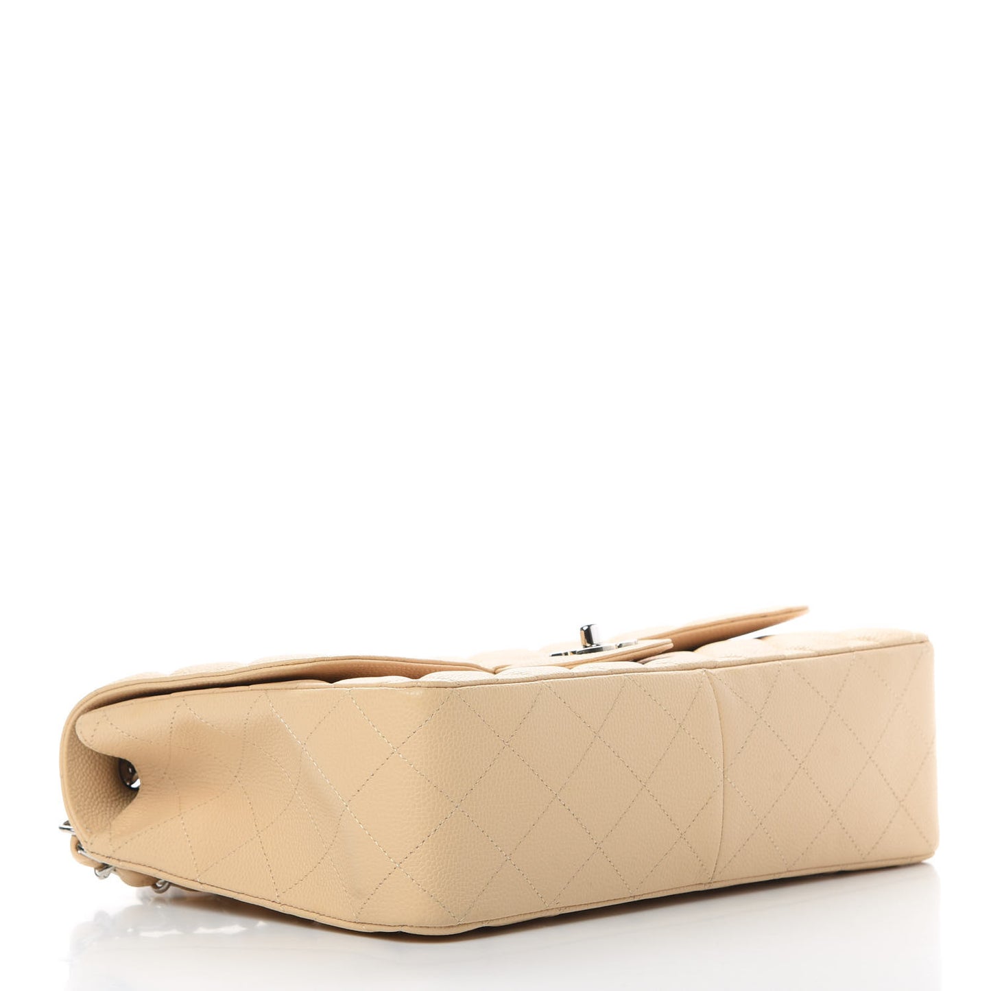 Caviar Quilted Jumbo Single Flap Beige Clair