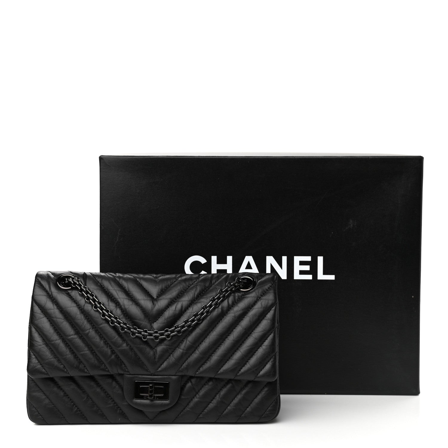 Chanel Aged Calfskin Chevron Quilted 2.55 Reissue 225 Flap So Black 11 of 11