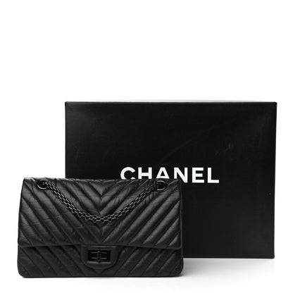 Chanel Aged Calfskin Chevron Quilted 2.55 Reissue 225 Flap So Black 11 of 11