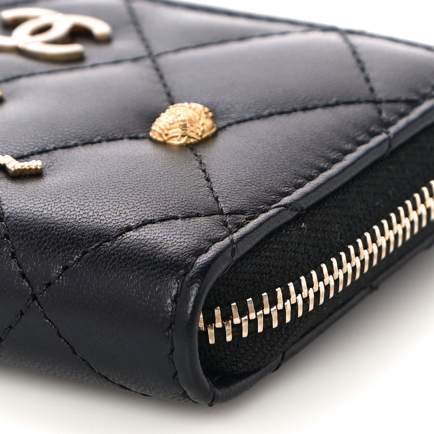 Lambskin Egyptian Amulet Zip Coin Purse Black