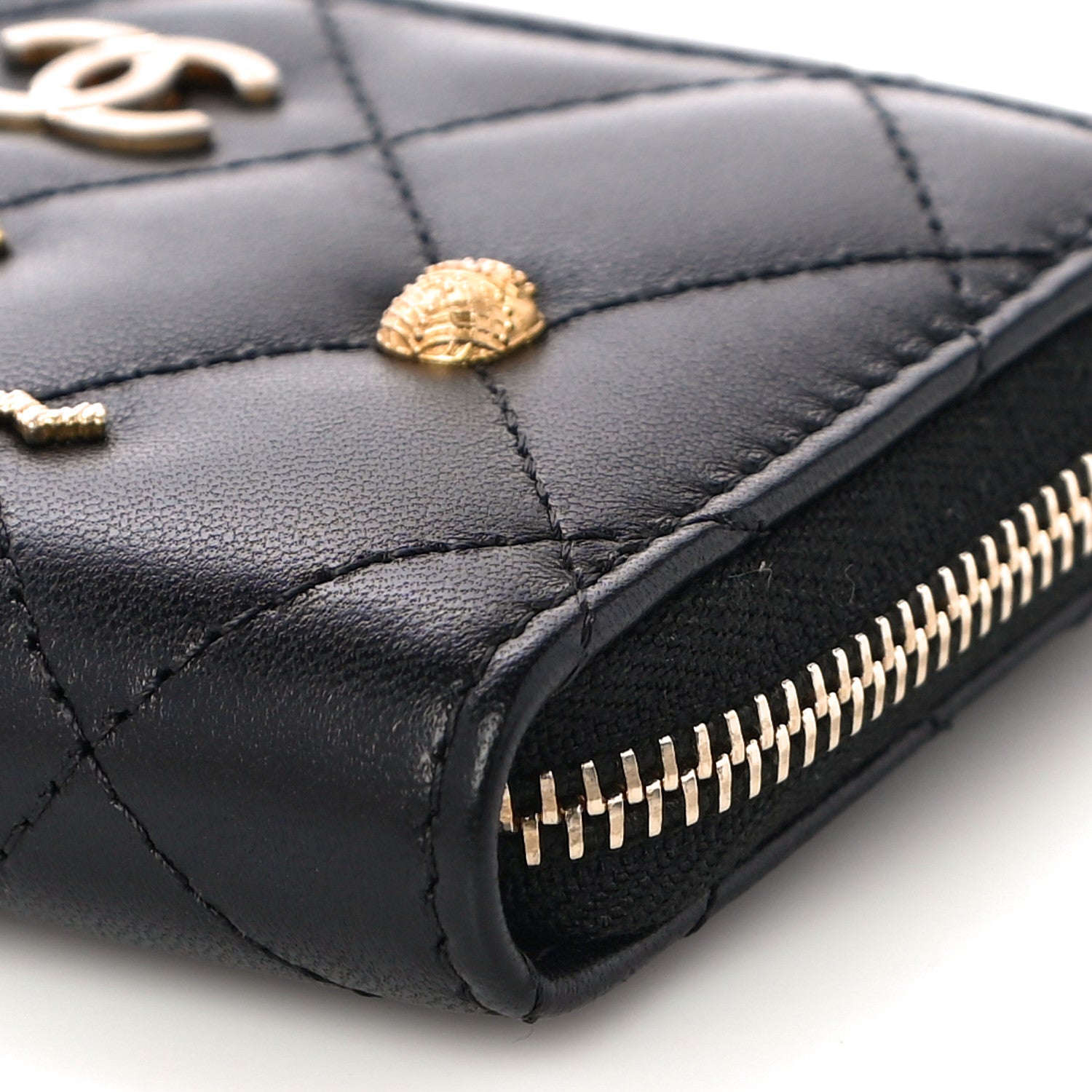 Chanel Lambskin Egyptian Amulet Zip Coin Purse Black 6 of 10
