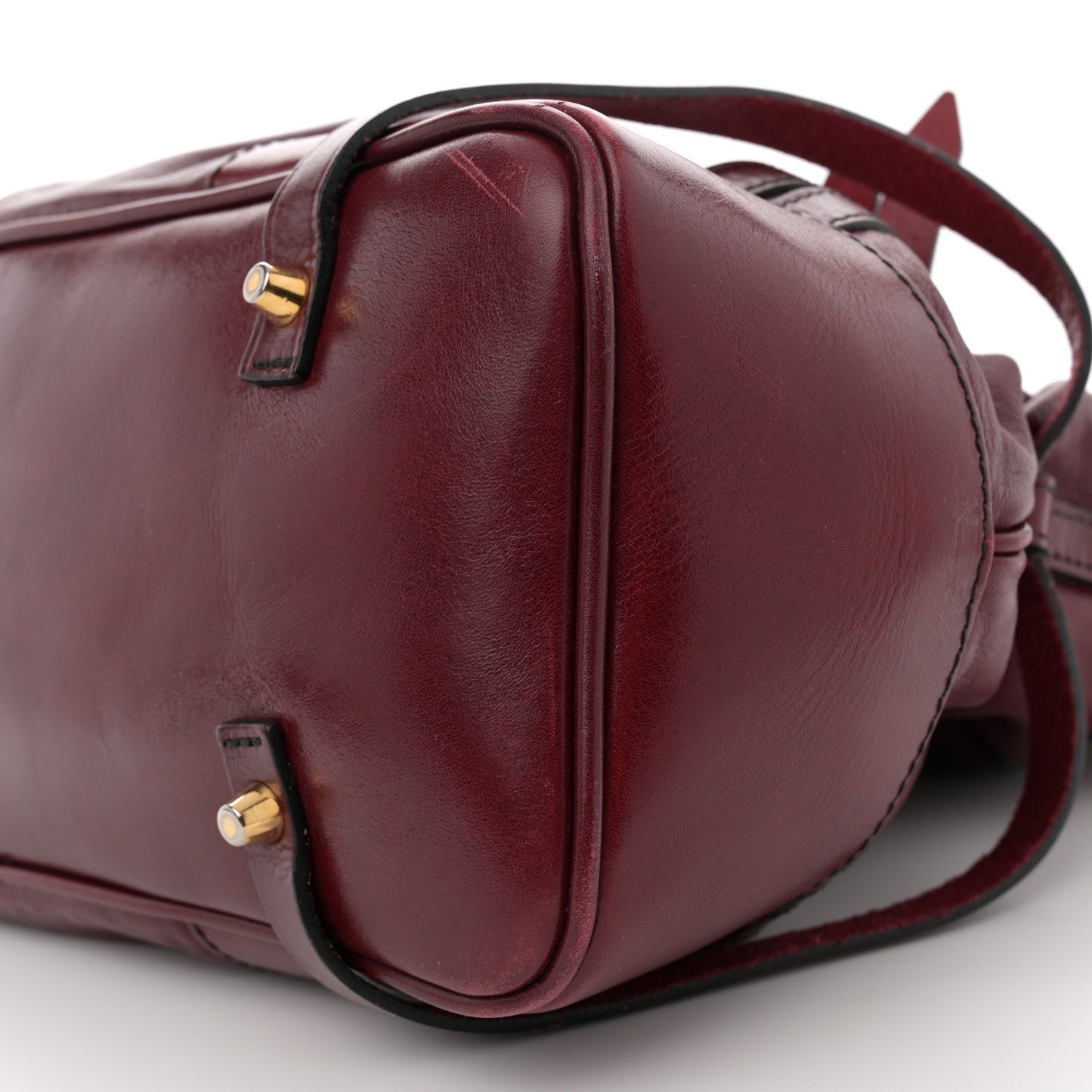 Lambskin Whipstitch Medium Tote Burgundy