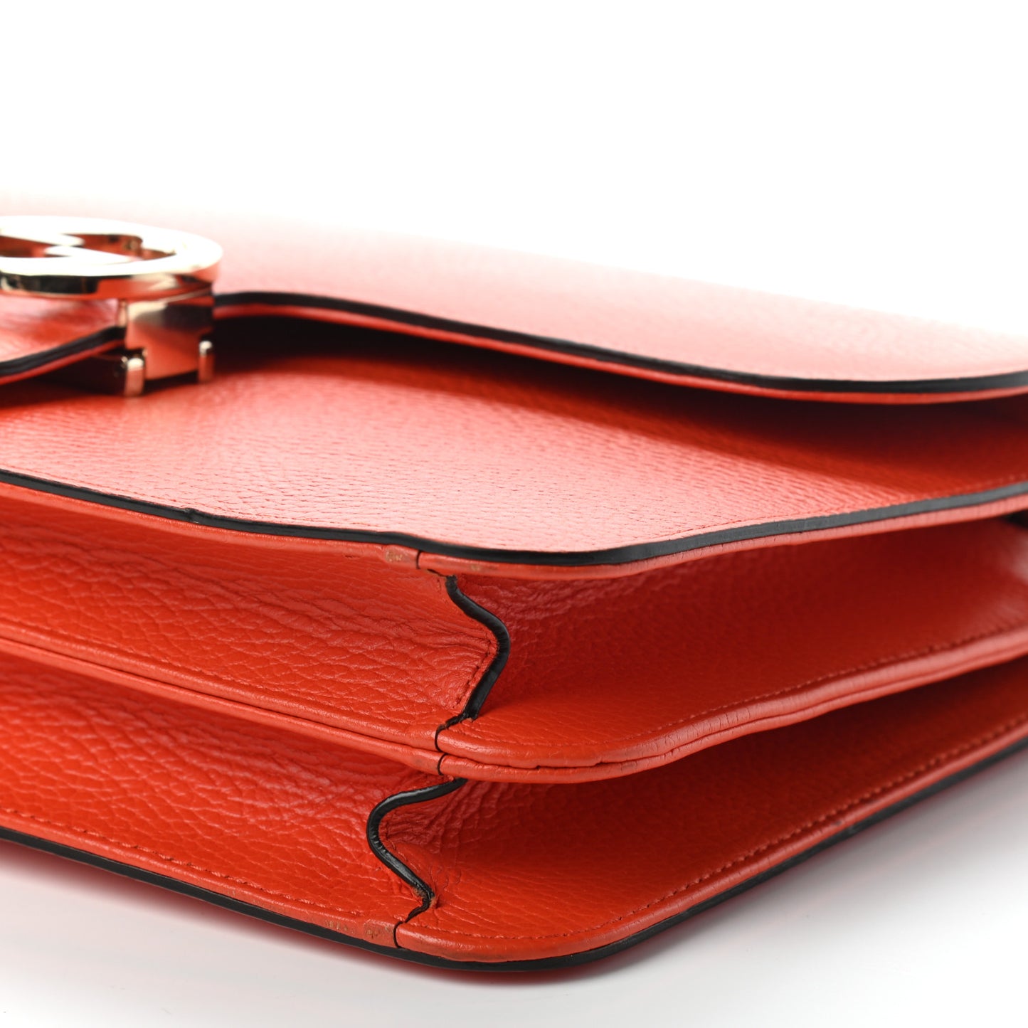 Dollar Calfskin Interlocking G Shoulder Bag Sun Orange