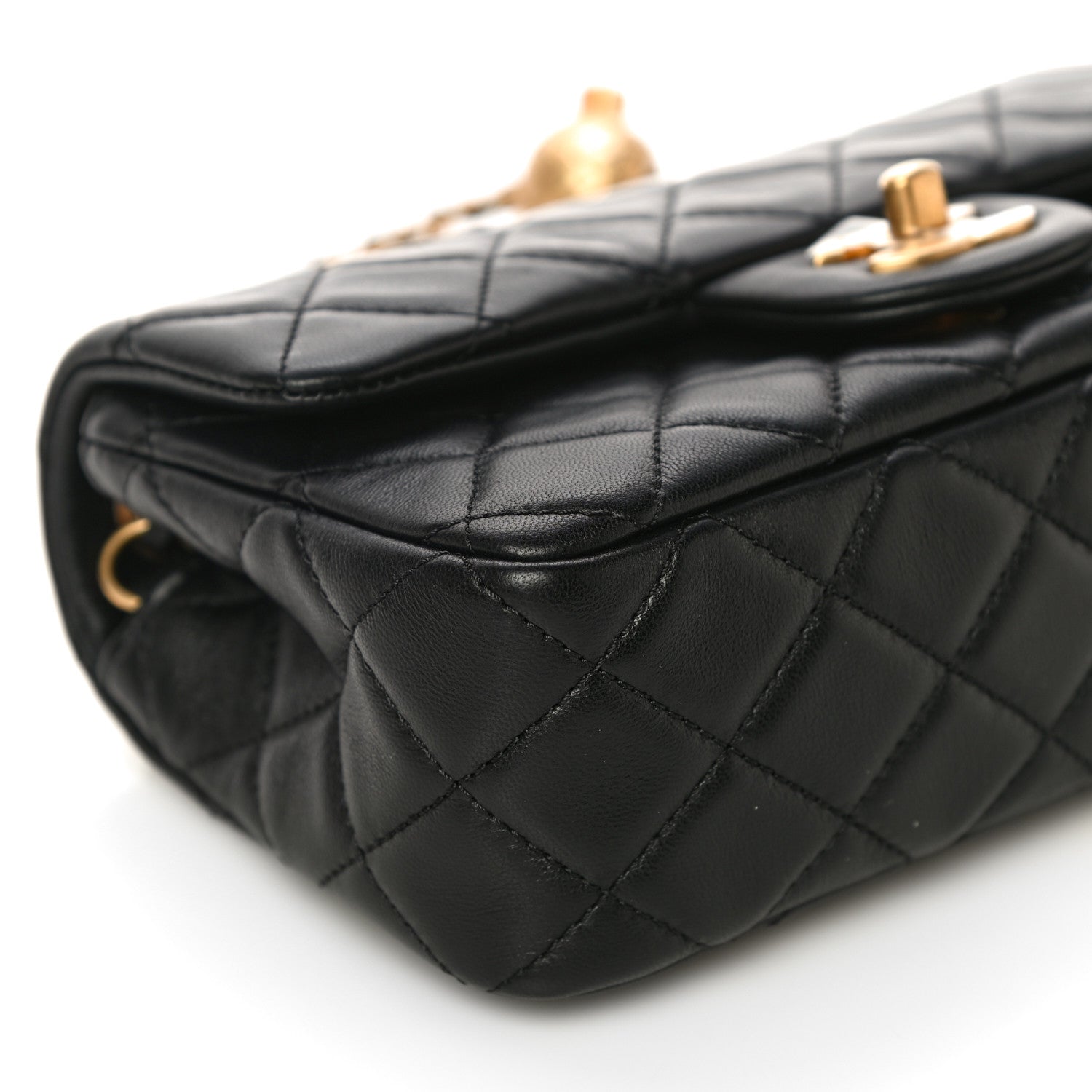 Chanel Lambskin Quilted Mini Rectangular Pearl Crush Flap Black 9 of 12