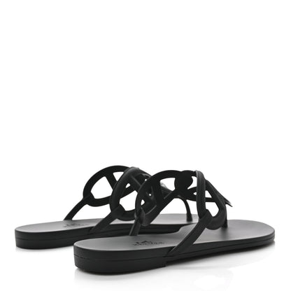 Hermes Rubber Womens Egerie Sandals 37 Black 4 of 7