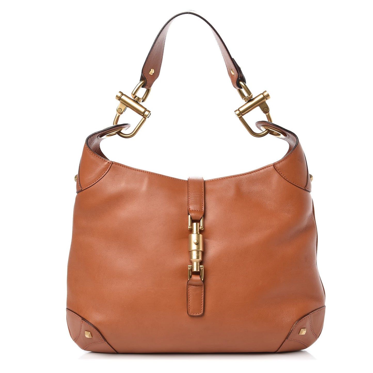 Calfskin Piston Lock Jackie O Hobo Tan