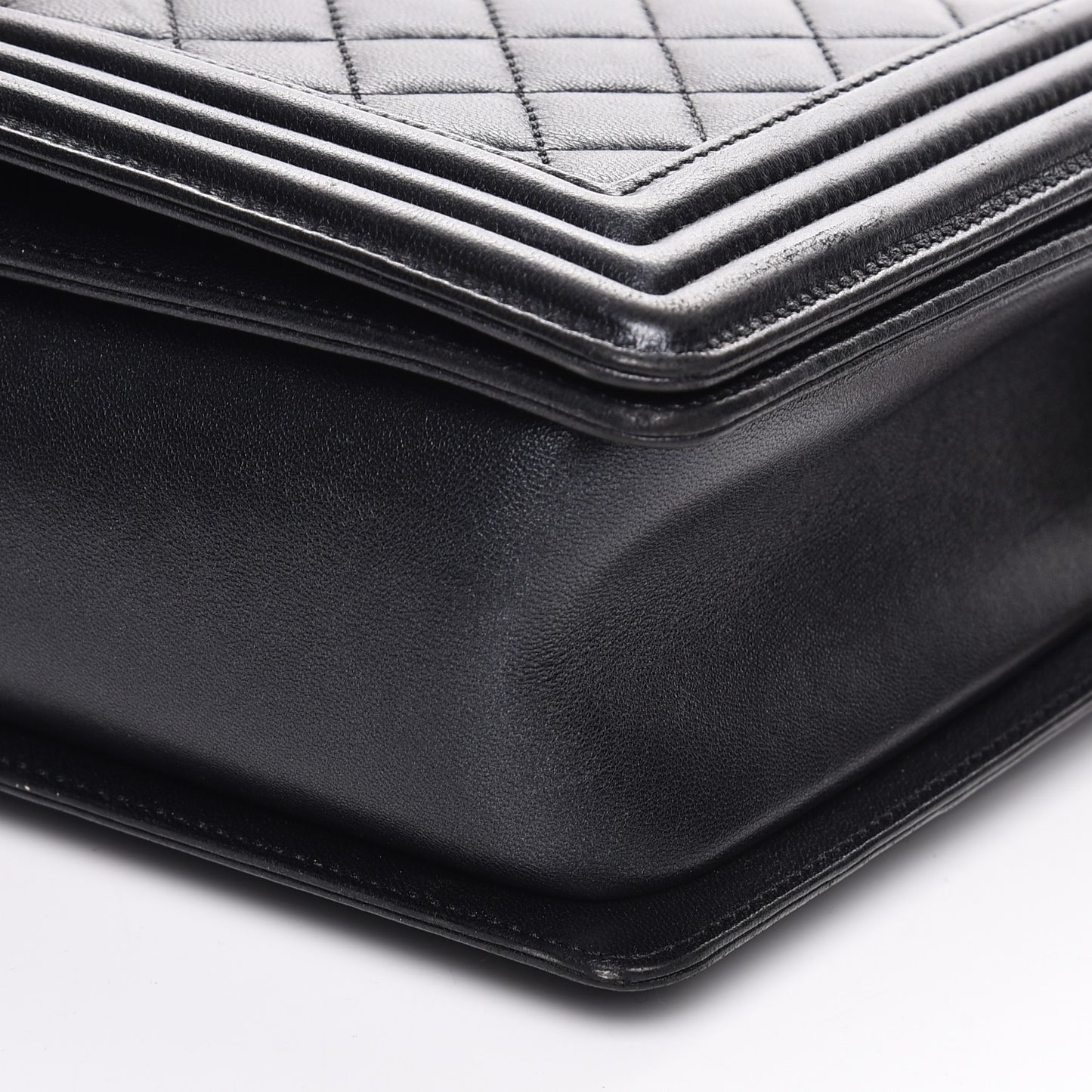 Metallic Calfskin Quilted Large Boy Flap Black