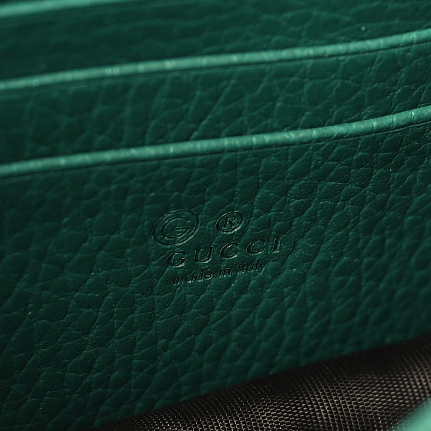 Dollar Calfskin Interlocking G Chain Wallet Emerald