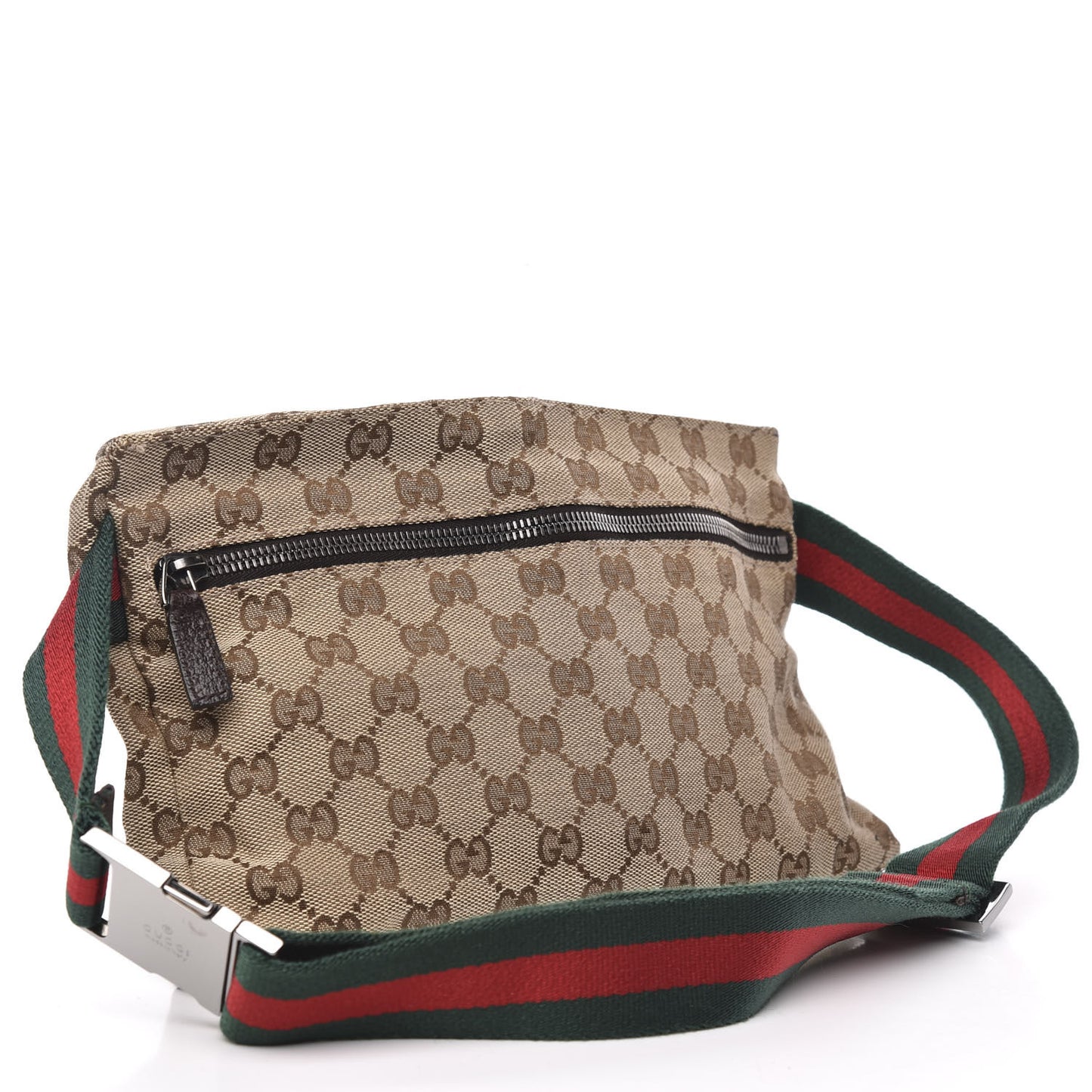 GG Monogram Double Pocket Belt Bag Dark Brown