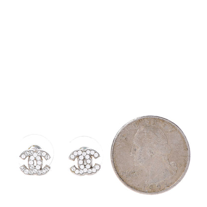 Chanel Crystal Mini Timeless CC Earrings Silver 2 of 4