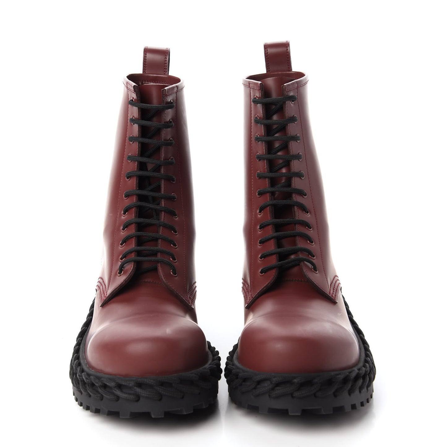 Calfskin Woven Detail Mens Combat Boots 42 Bordeaux