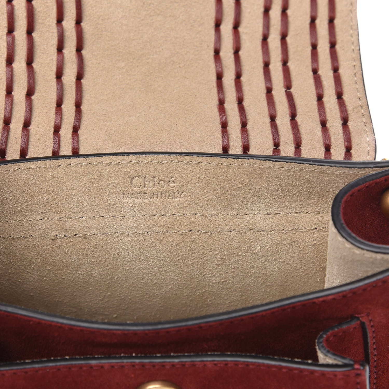Chloe Suede Calfskin Braided Mini Hudson Shoulder Bag Sienna Red 6 of 9