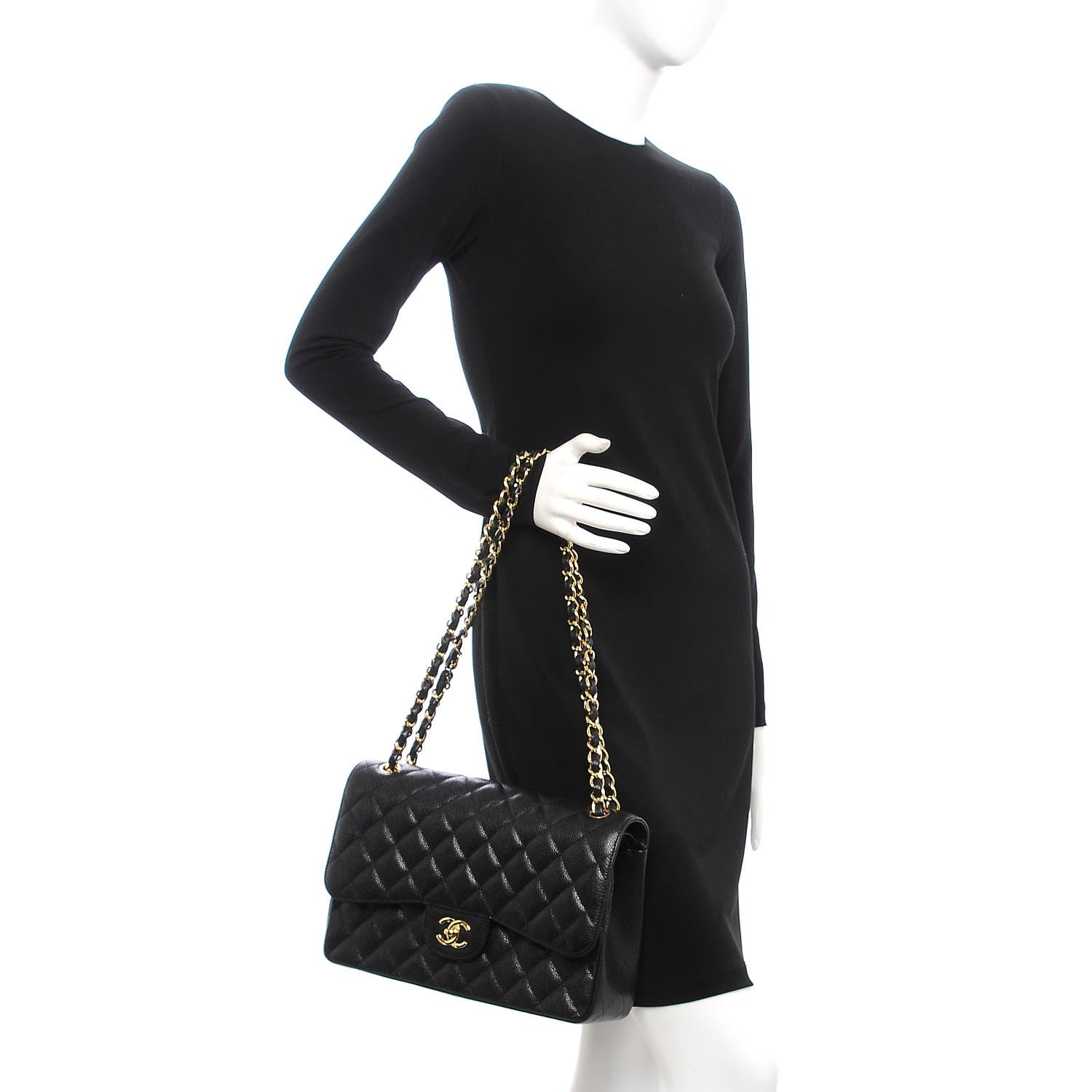 Chanel Caviar Quilted Jumbo Double Flap Black 3 of 9