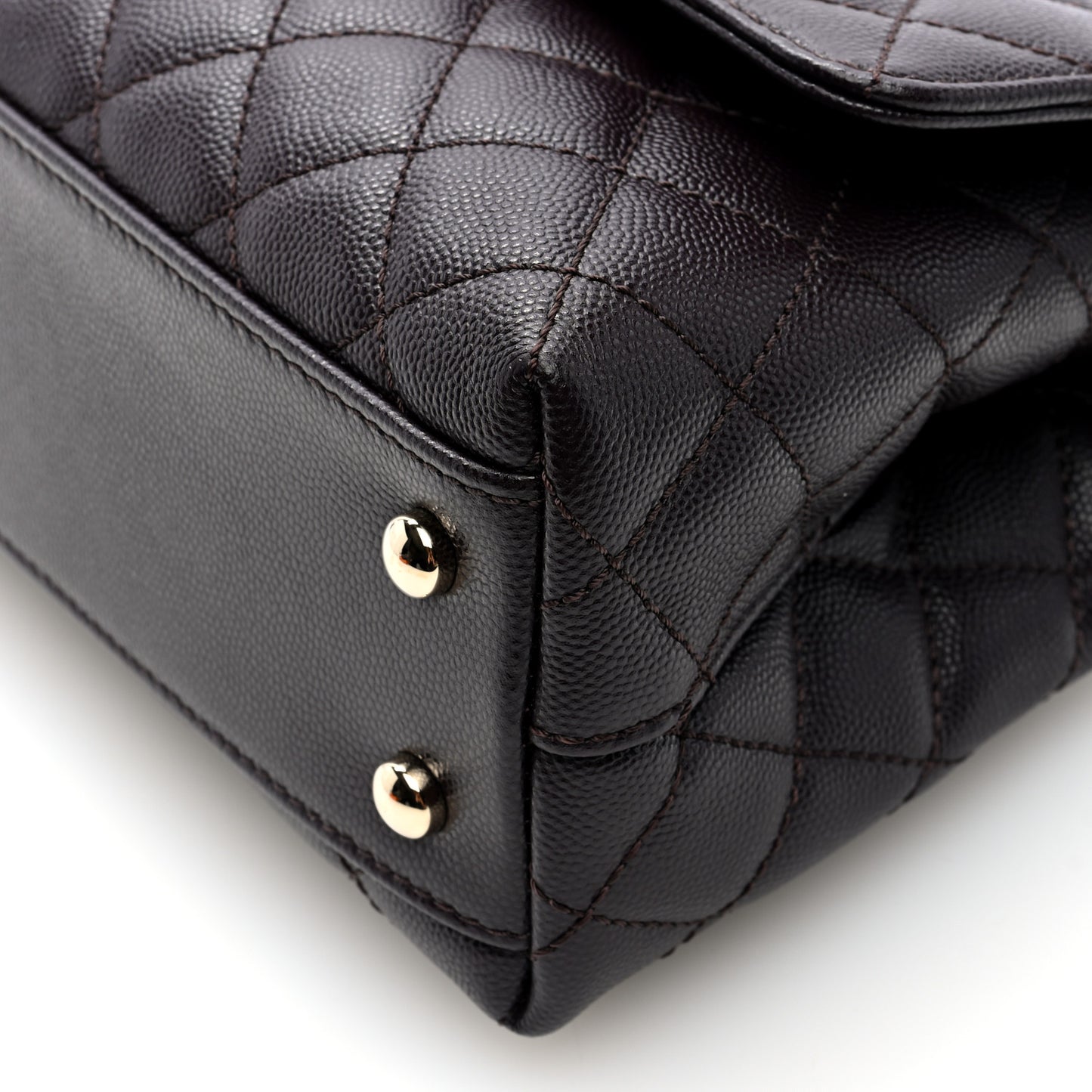 Caviar Quilted Mini Coco Handle Flap Dark Brown