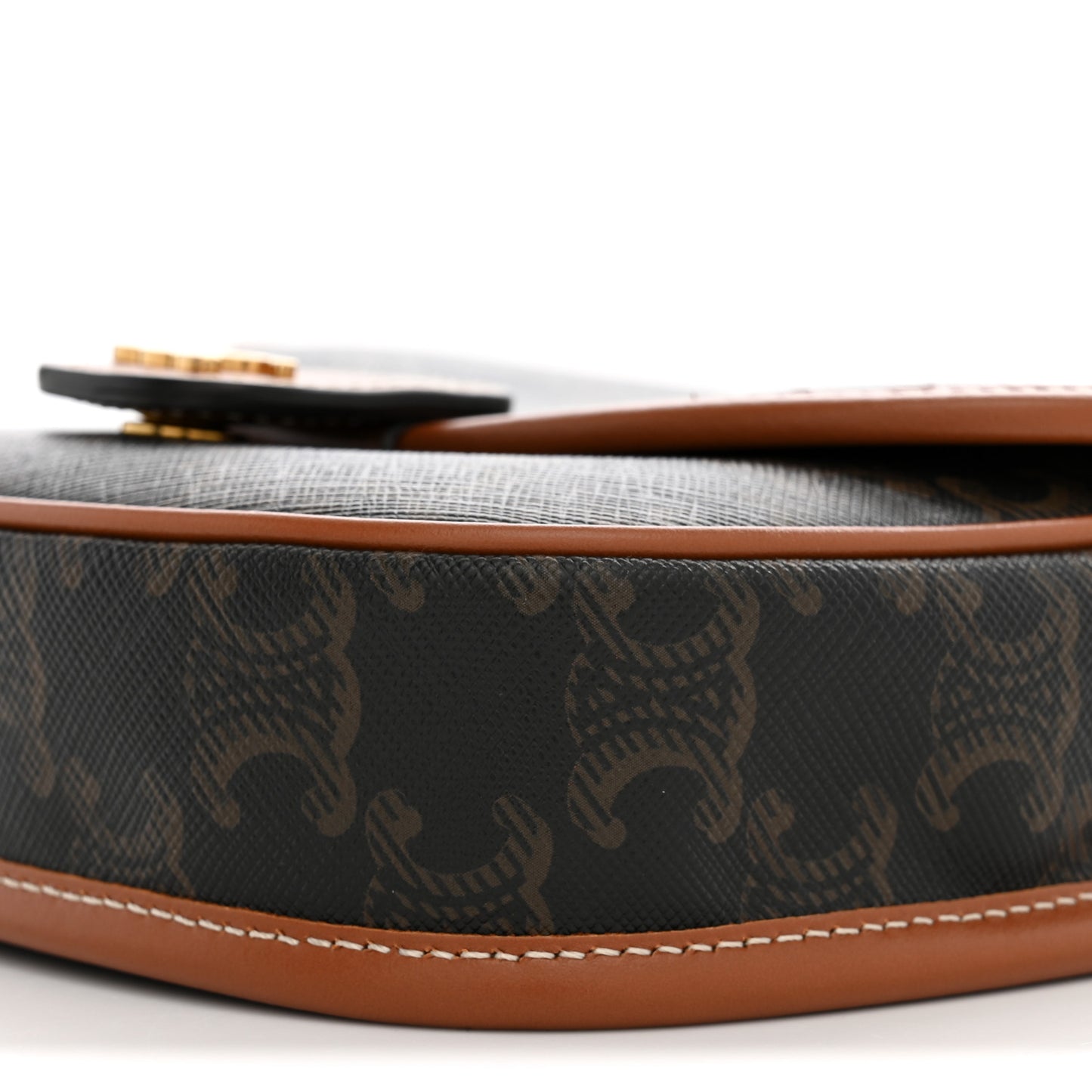 Canvas Calfskin Triomphe Mini Besace Tan