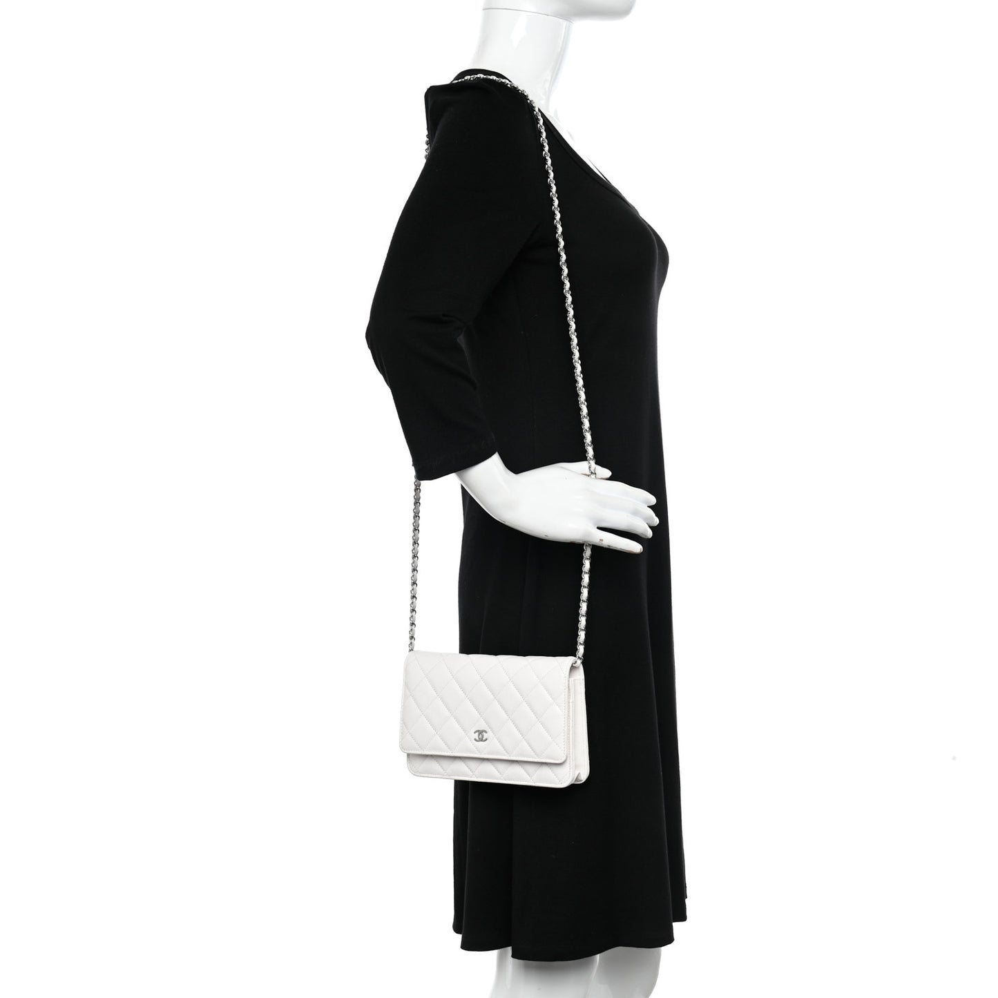 Caviar Quilted Wallet On Chain WOC White