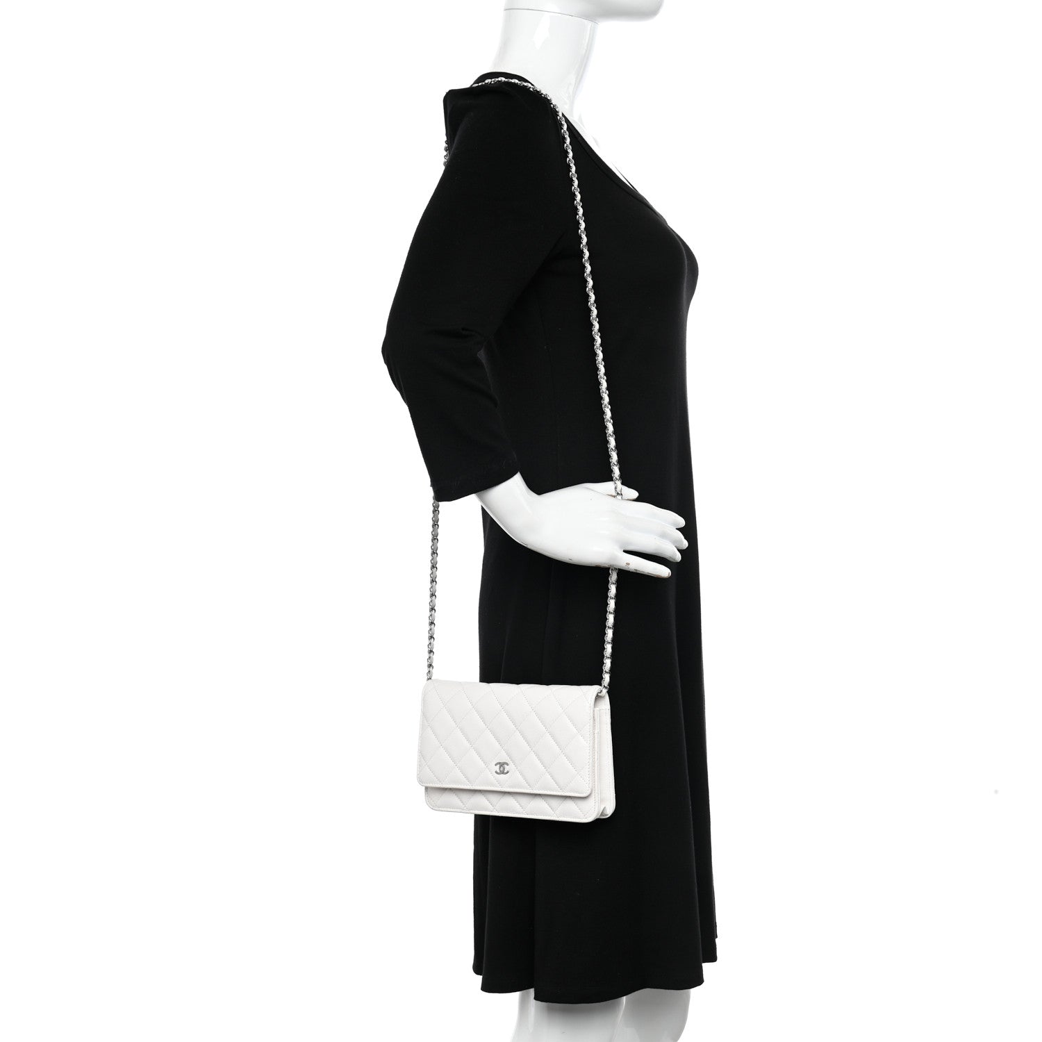 Chanel Caviar Quilted Wallet On Chain WOC White 2 of 12