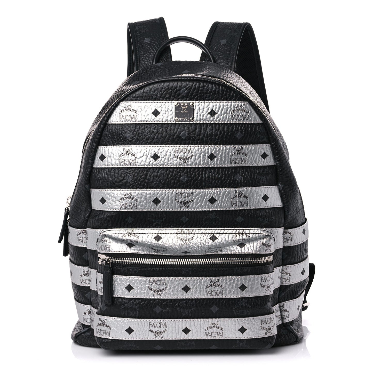 Metallic Visetos Striped Medium Stark Backpack Silver Black