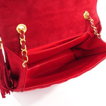 Chanel Suede Quilted Tassel Flap Red 9 of 11