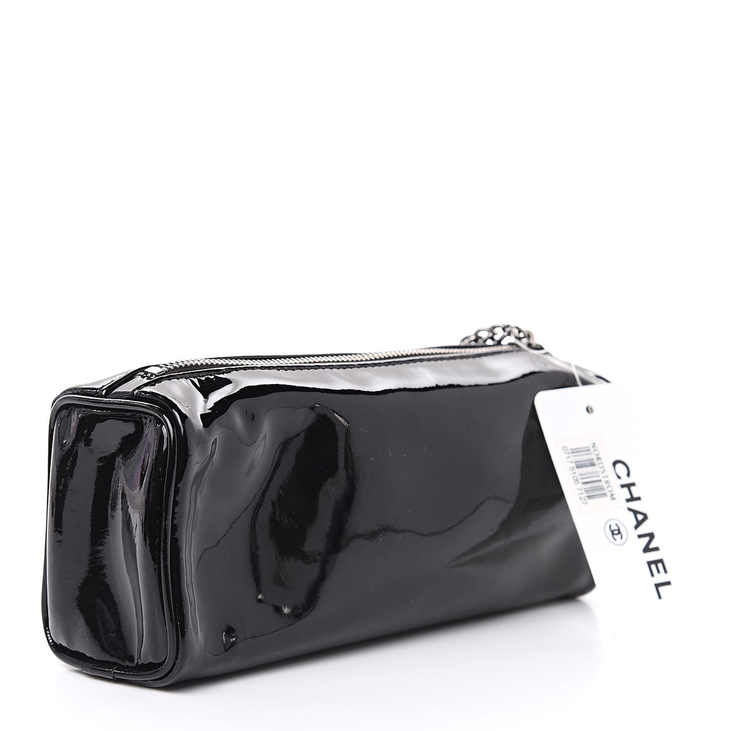 Patent Camellia Cosmetic Pouch Black