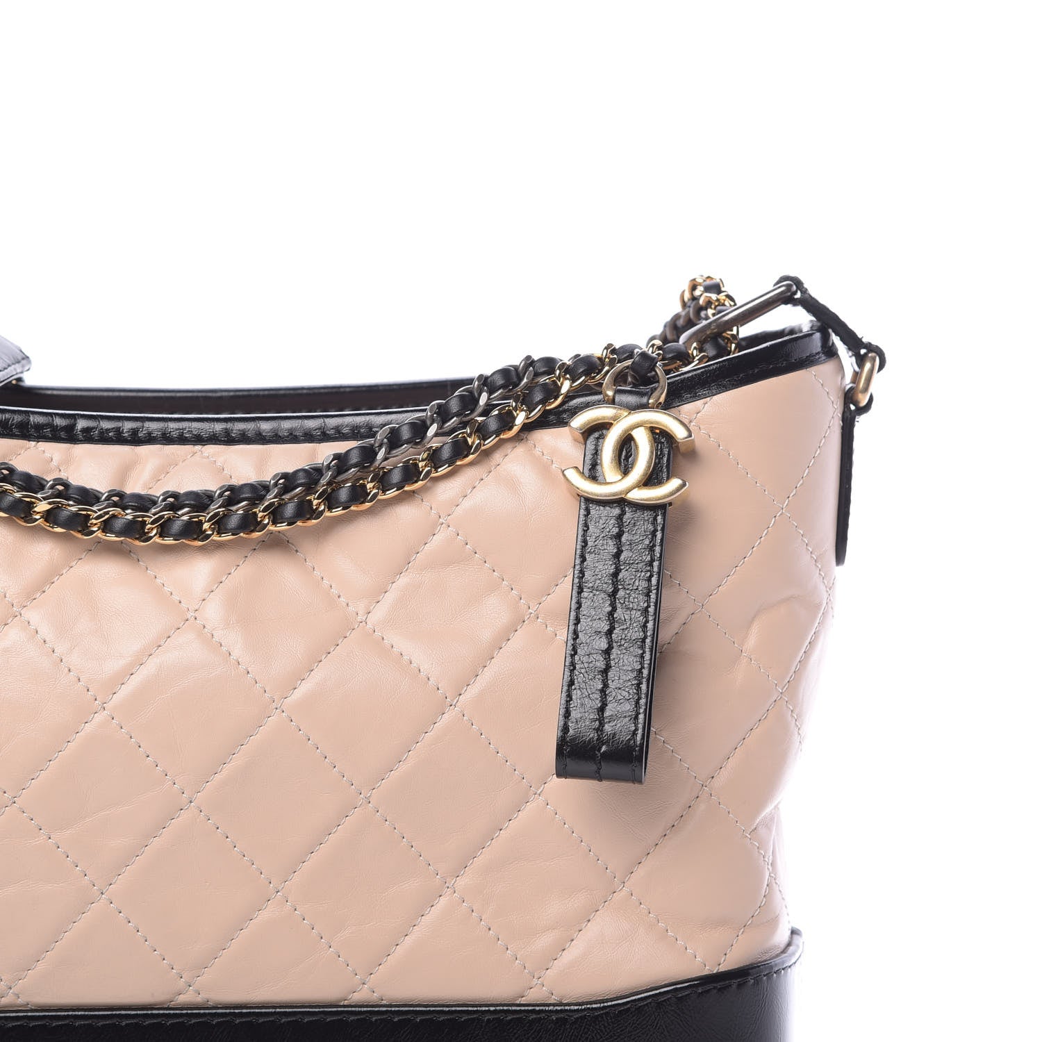 Chanel Aged Calfskin Quilted Medium Gabrielle Hobo Beige Black 8 of 13