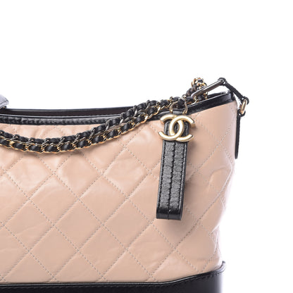 Chanel Aged Calfskin Quilted Medium Gabrielle Hobo Beige Black 8 of 13