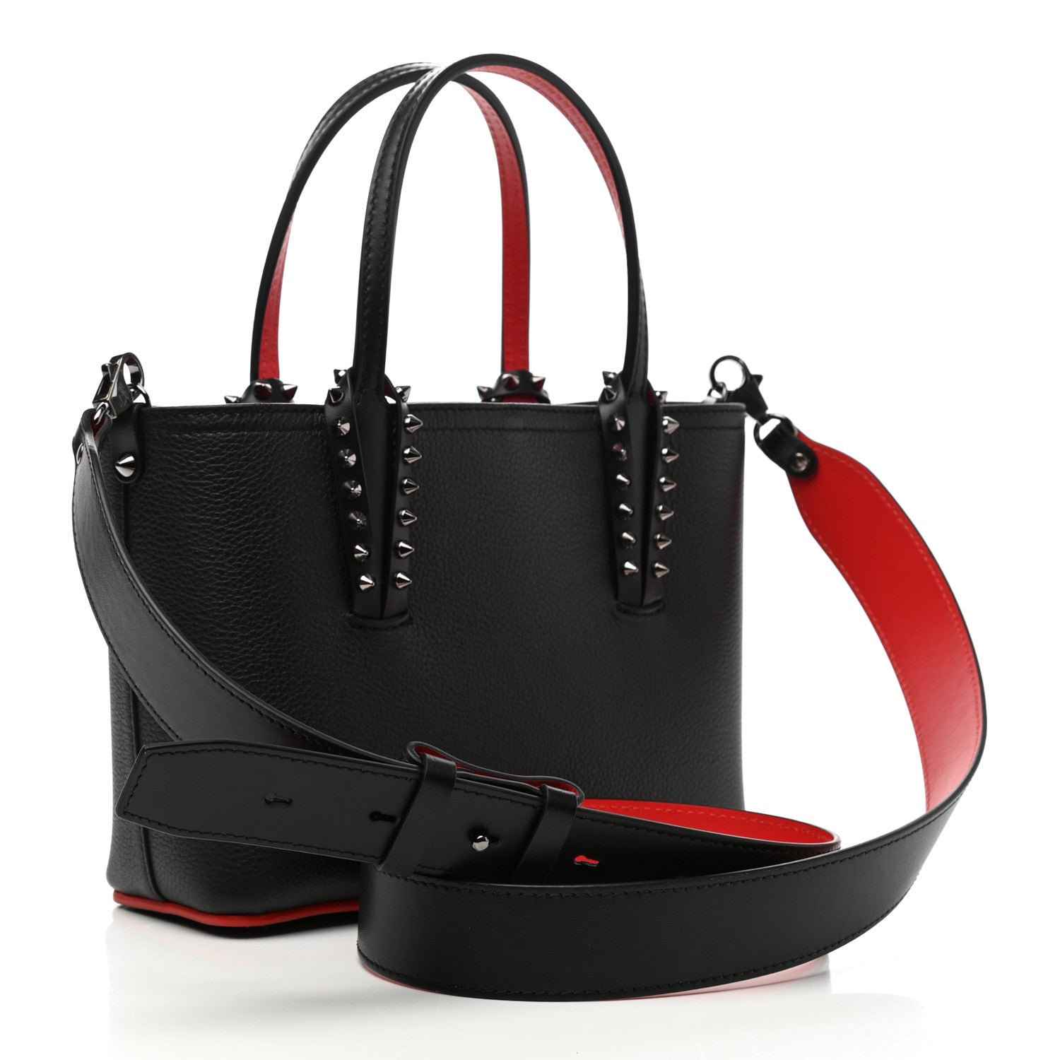 Christian Louboutin Calfskin Spikes Mini East West Cabata Tote Black 3 of 9