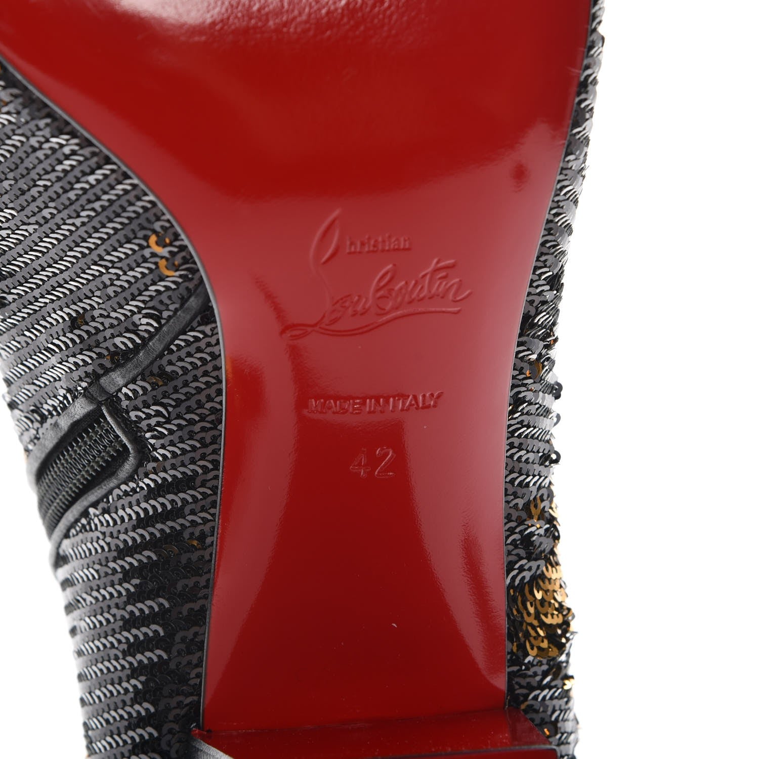 Christian Louboutin Paillettes Disco 70S Ankle Boots 42 Black Gold 6 of 8