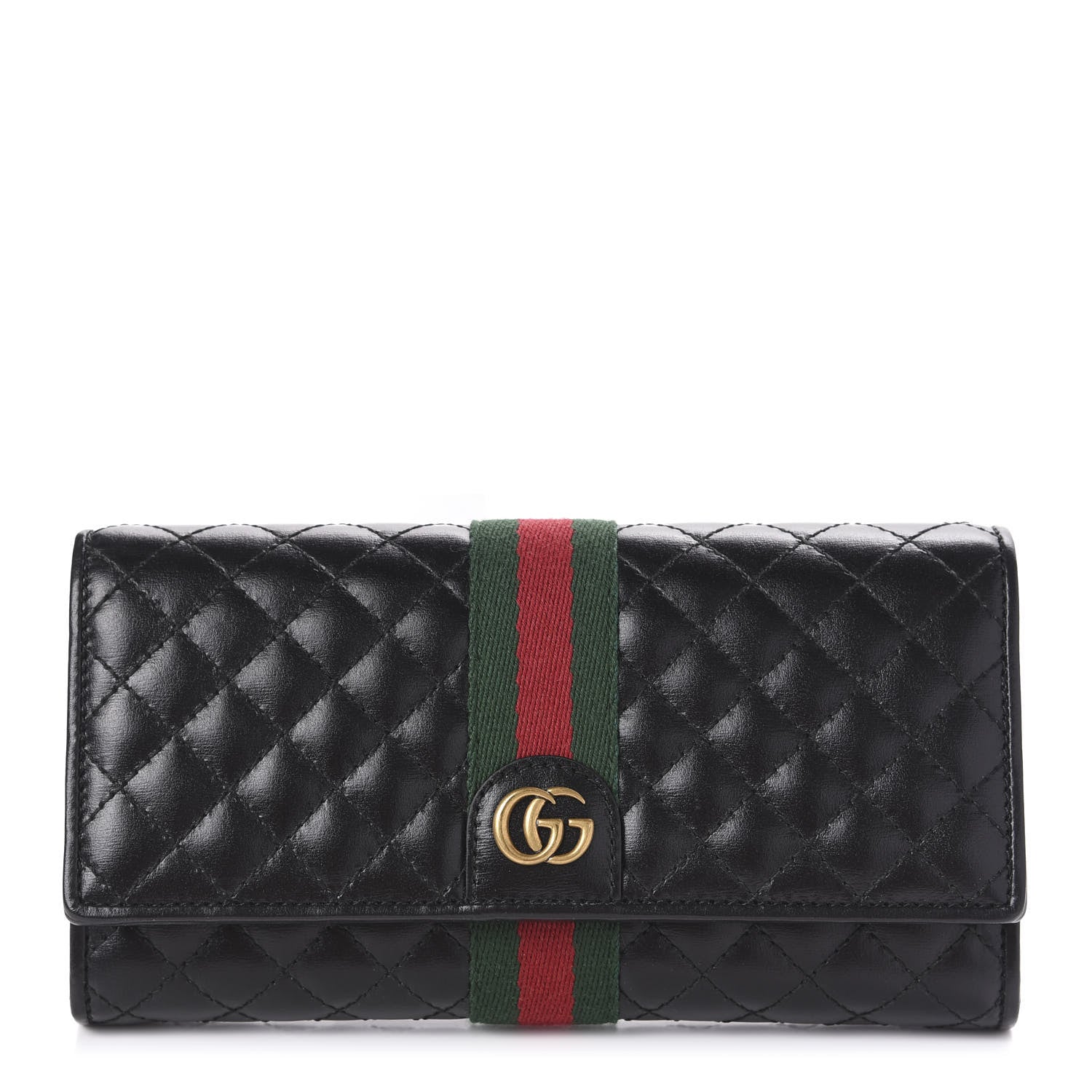 Gucci Calfskin Web Trapuntata GG Continental Wallet Black 1 of 8
