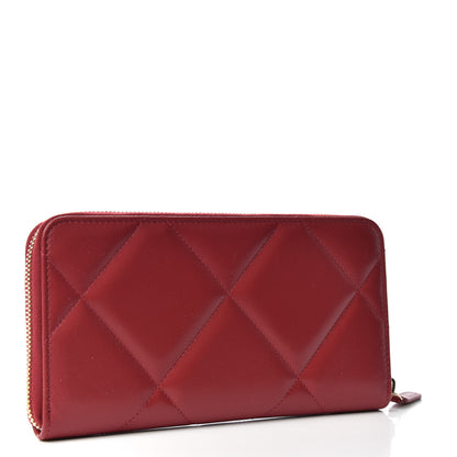Chanel Shiny Goatskin Quilted 19 Long Zipped Around Wallet Red 3 of 9