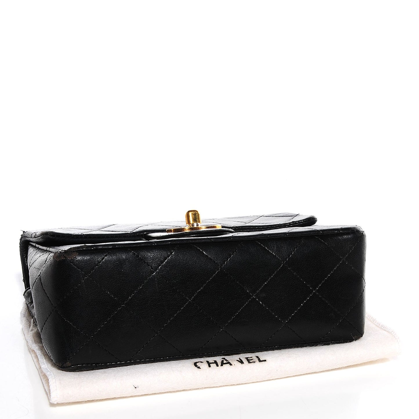Lambskin Quilted Mini Square Flap Black