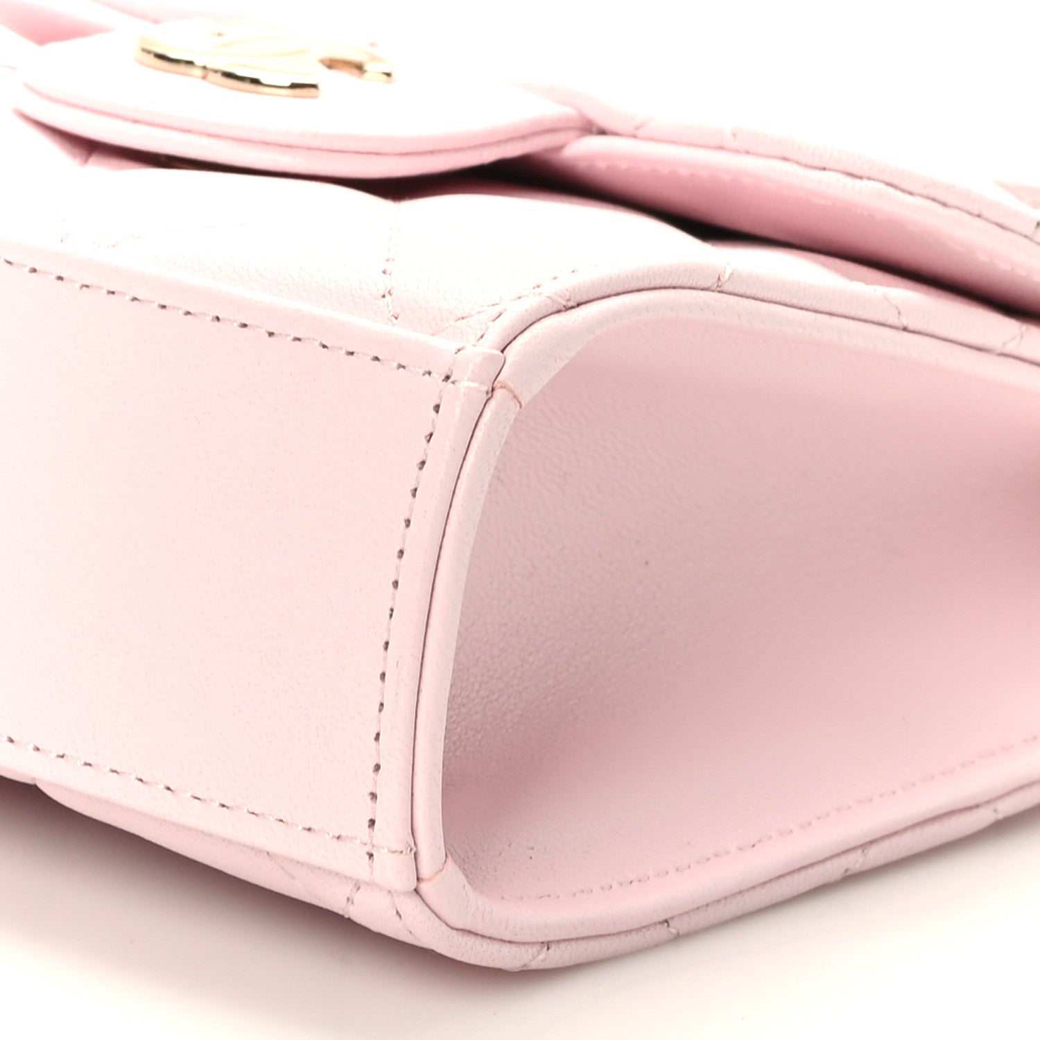 Chanel Lambskin Quilted Top Handle Clutch With Chain Light Pink 10 of 11