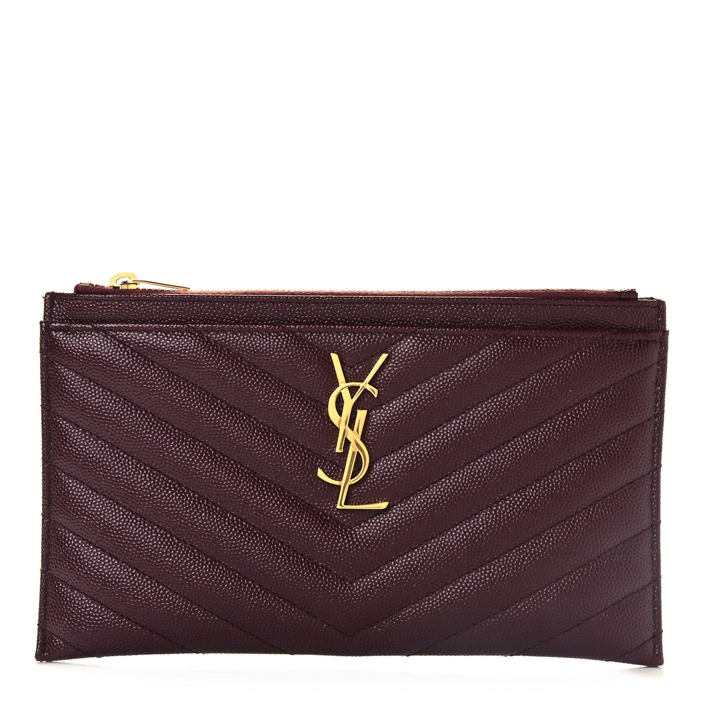 Grain De Poudre Matelasse Chevron Monogram Bill Pouch Rouge Legion