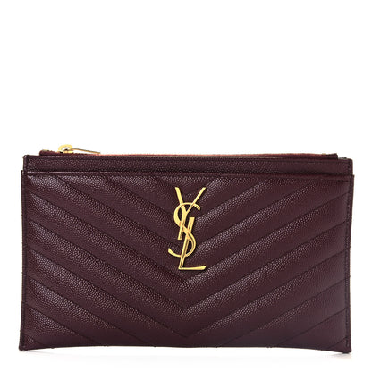 Saint Laurent Grain De Poudre Matelasse Chevron Monogram Bill Pouch Rouge Legion 1 of 9