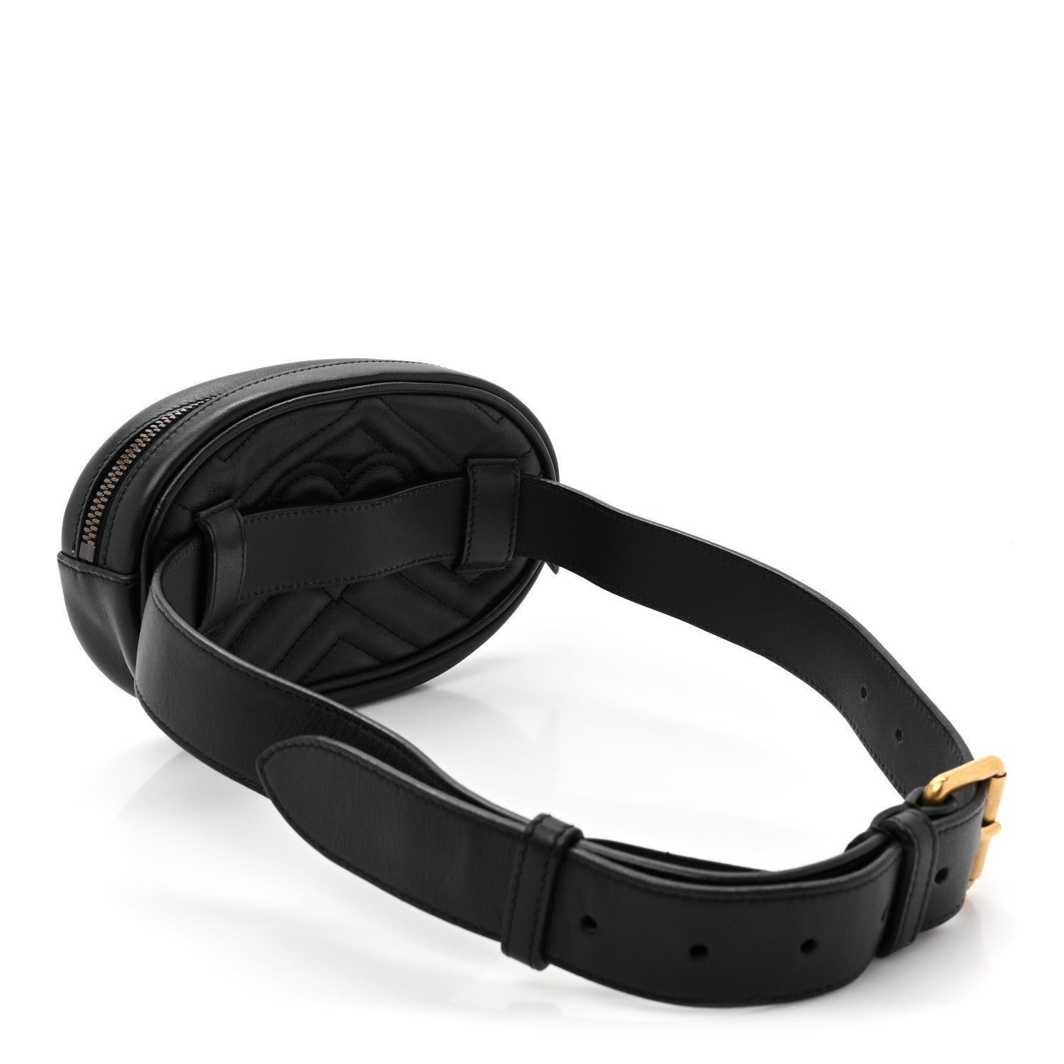 Gucci Calfskin Matelasse GG Marmont Belt Bag 75 30 Black 3 of 9