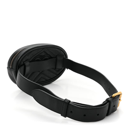 Gucci Calfskin Matelasse GG Marmont Belt Bag 75 30 Black 3 of 9
