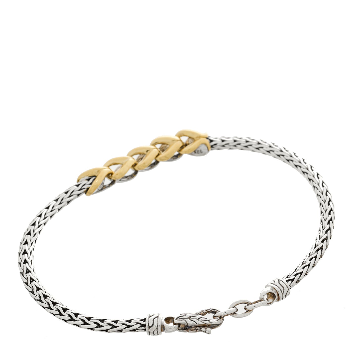 Sterling Silver 18K Yellow Gold Asli Classic Chain Link Station Bracelet