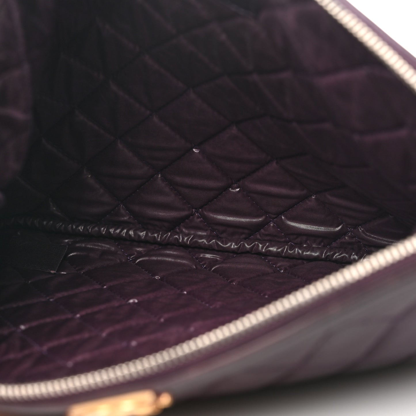 Lambskin Quilted Medium Boy Cosmetic Case Purple