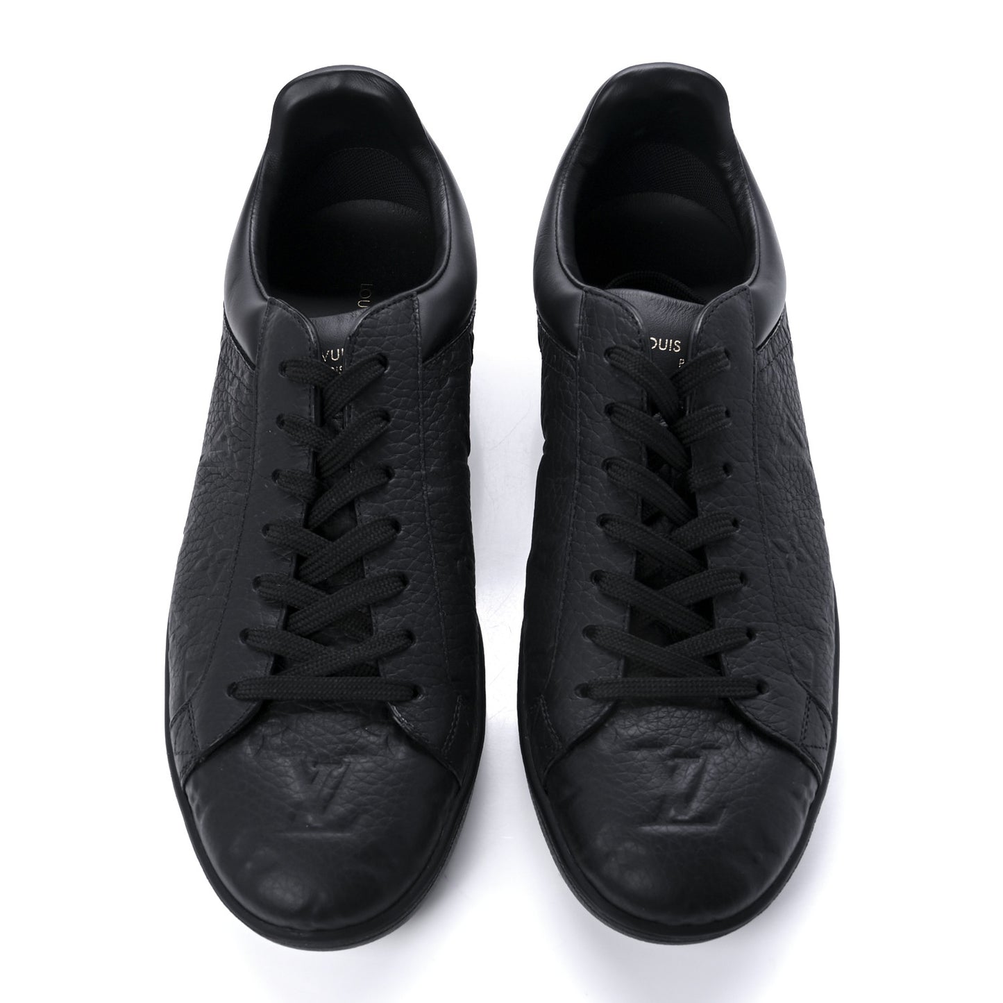 Grained Calfskin Embossed Monogram Mens Luxembourg Sneakers 7.5 Black