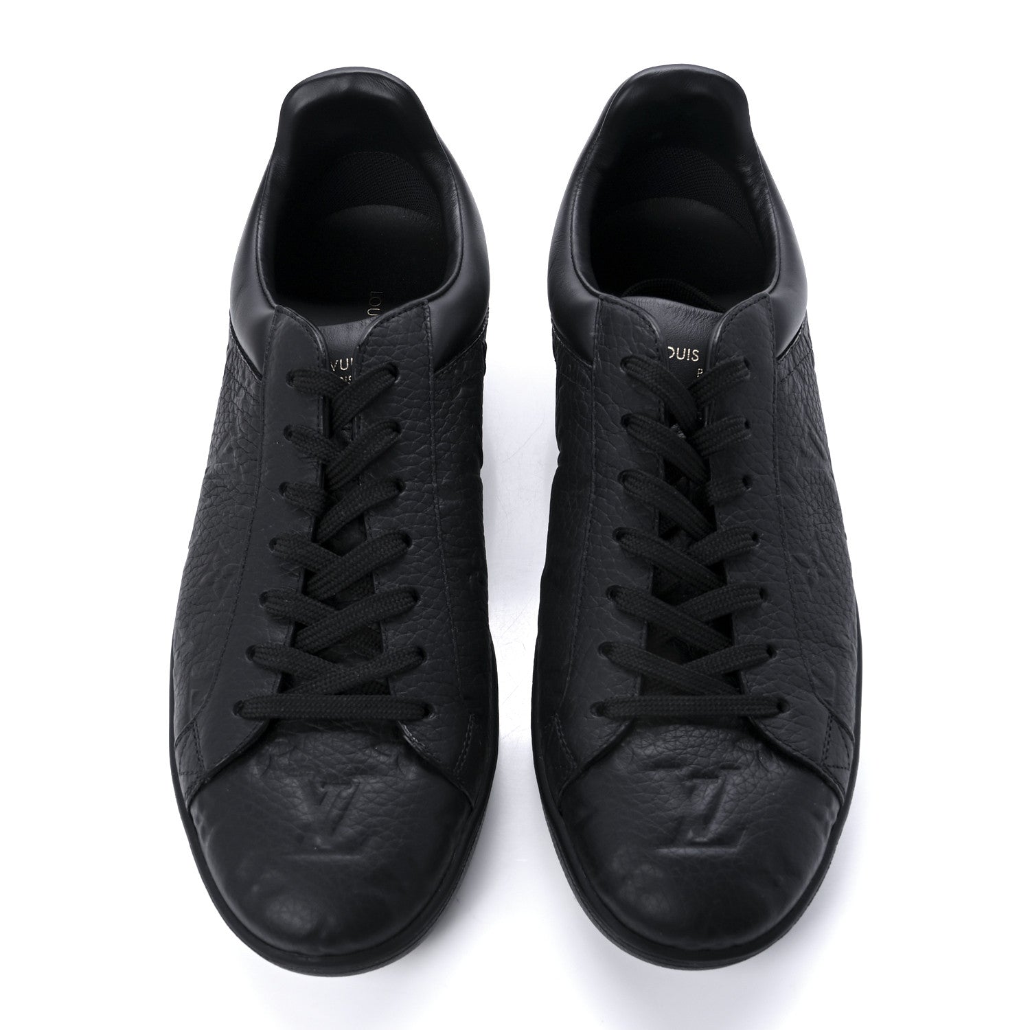 Louis Vuitton Grained Calfskin Embossed Monogram Mens Luxembourg Sneakers 7.5 Black 5 of 10