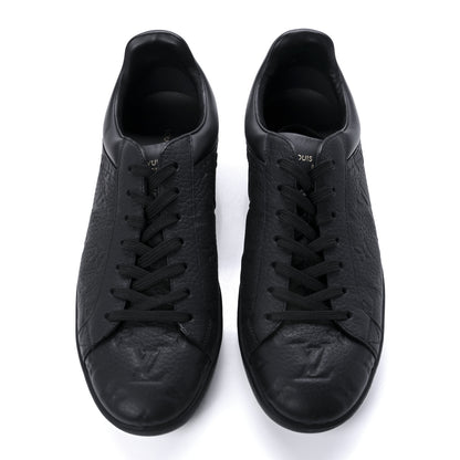 Louis Vuitton Grained Calfskin Embossed Monogram Mens Luxembourg Sneakers 7.5 Black 5 of 10