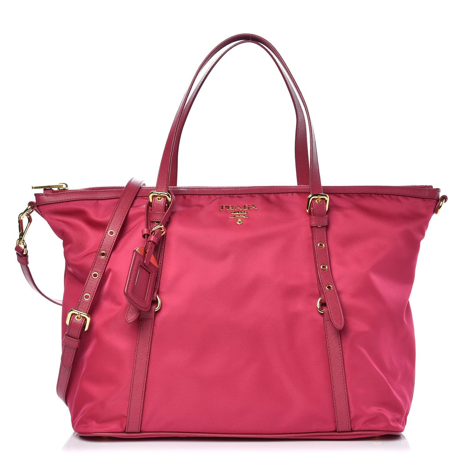 Prada Saffiano Tessuto Nylon Shopping Tote Ibisco 1 of 9
