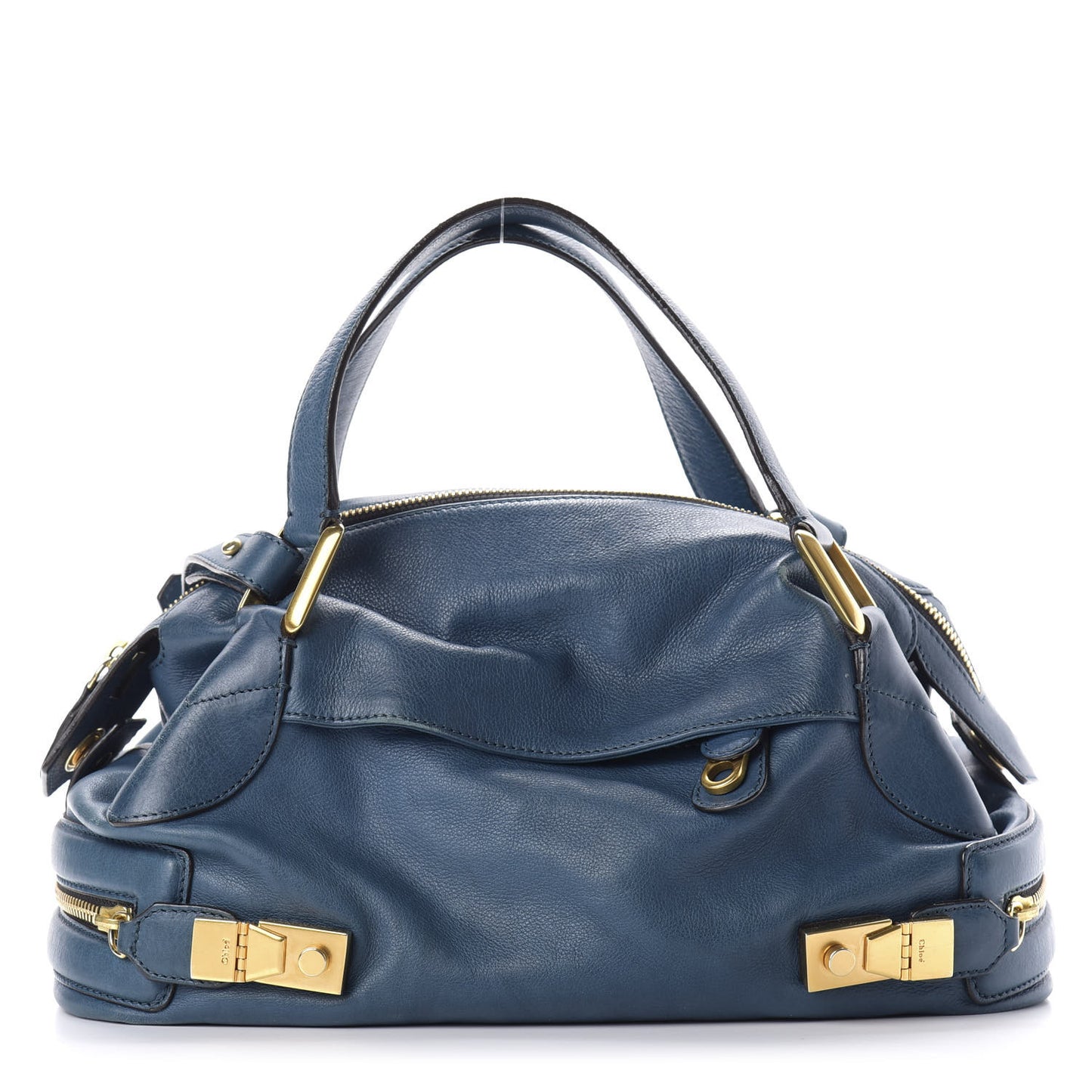 Calfskin Cary Zipped Shoulder Bag Petrol