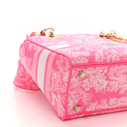 Christian Dior Canvas Toile De Jouy Reverse Embroidered Medium Lady D-Lite Fluorescent Pink 8 of 9