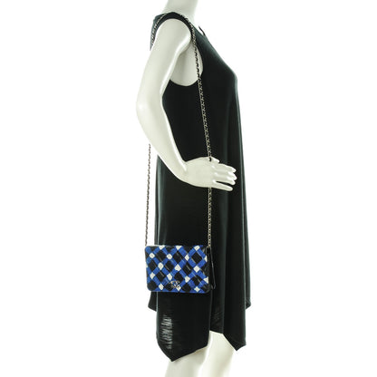 Chanel Printed Lambskin Airlines Wallet On Chain WOC White Blue Black 2 of 7