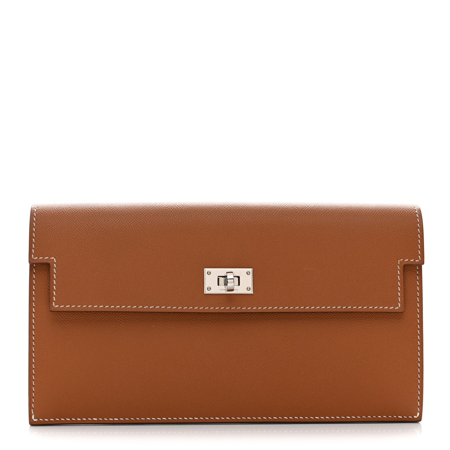 Madame Calfskin Kelly Pocket Long Wallet Gold
