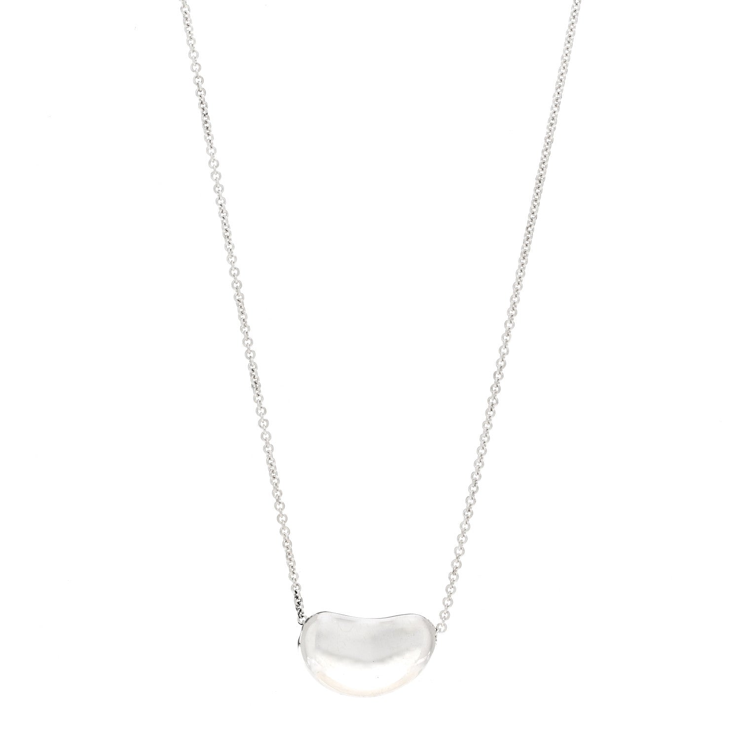 Tiffany Sterling Silver 20mm Elsa Peretti Bean Pendant Necklace 1 of 5