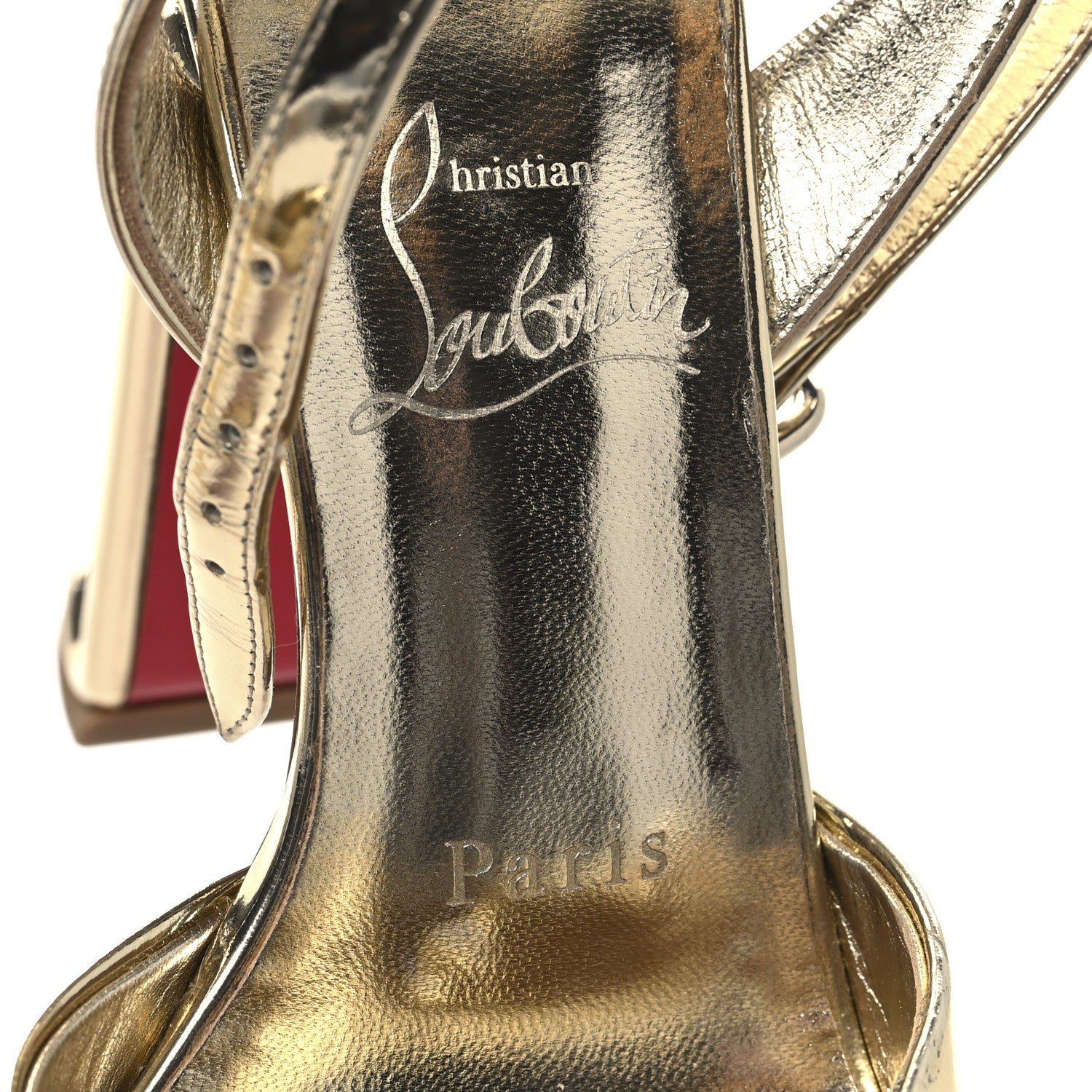 Christian Louboutin Metallic Patent Amali Alta 130 Platform Sandals 36.5 Gold 8 of 8