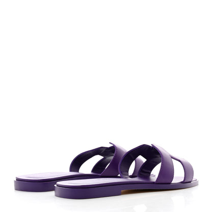 Hermes Calfskin Oran Sandals 37 Violet Majorette 4 of 8